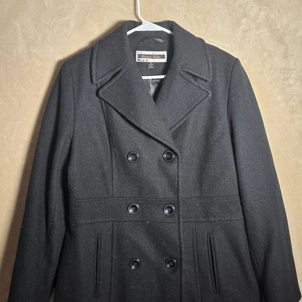 Kristen Blake Women’s 100% Wool Peacoat Jacket Black S) 12 Double Breasted Warm